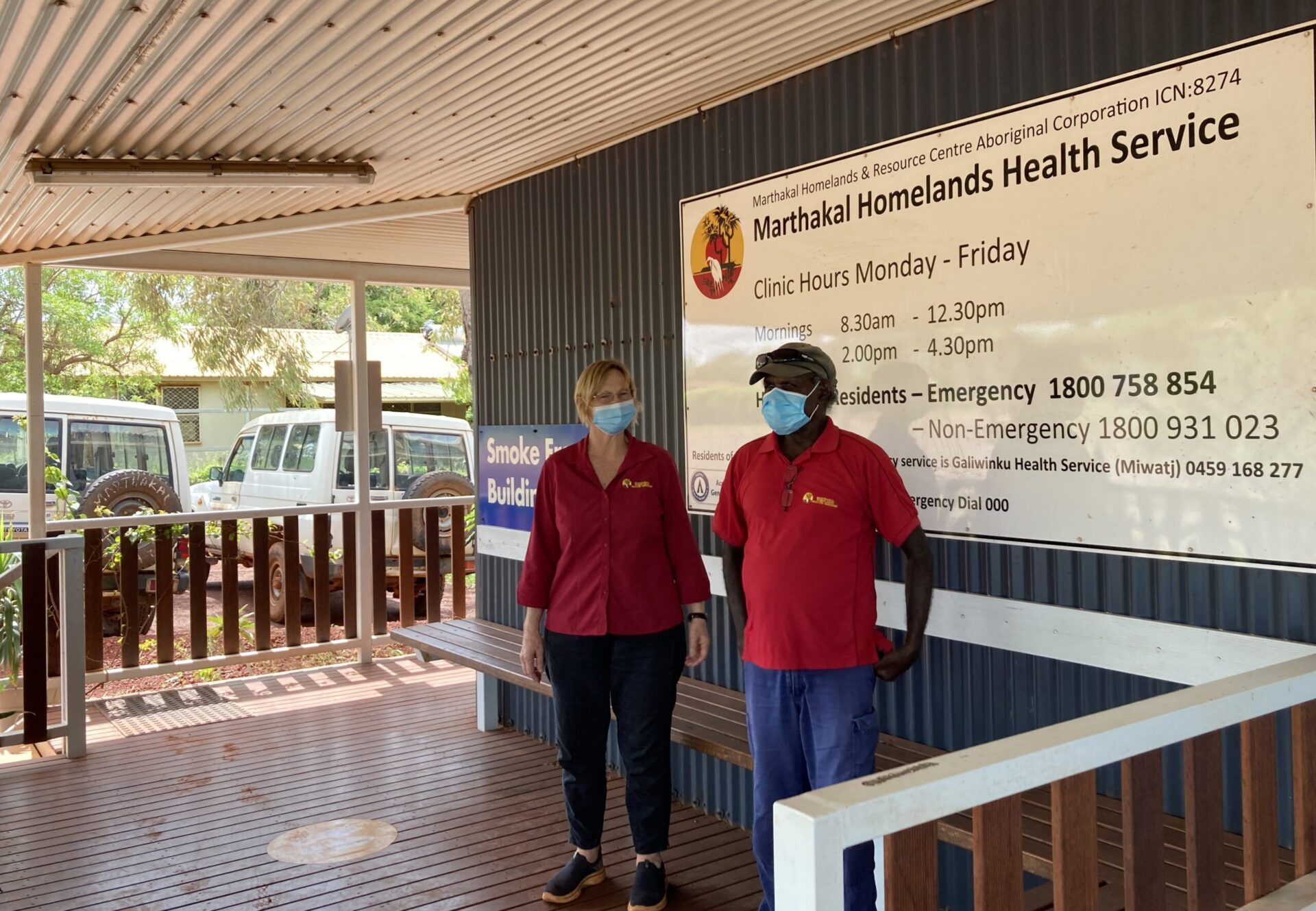 Geoffrey with Health Manager at Marthakal, Jannie Kraayenhof