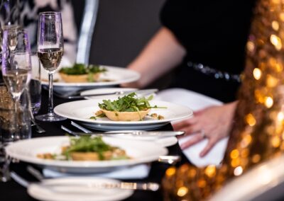 Pastry dish served on white plate on table.