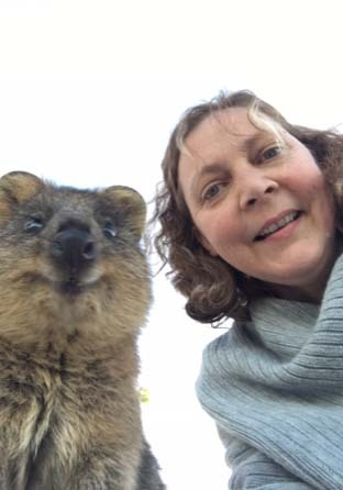 Leanne with a Quokka.