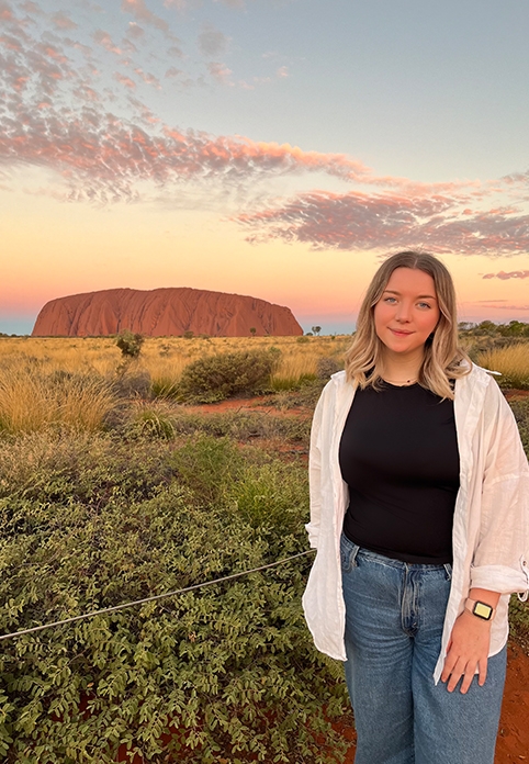 Lauren at Ayers Rock. Photo credit: Lauren Hoskin.